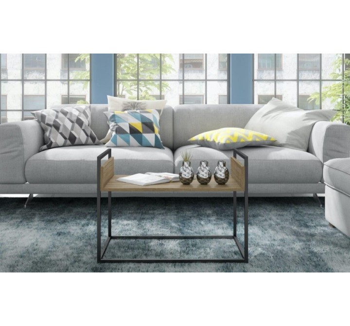 Ellis 27.76" Coffee Table in Dark Oak and Black