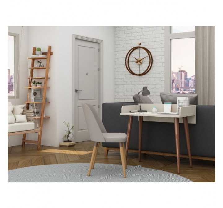 Manhattan Comfort Hampton 35.43 Home Office Desk with Solid Wood Legs in White