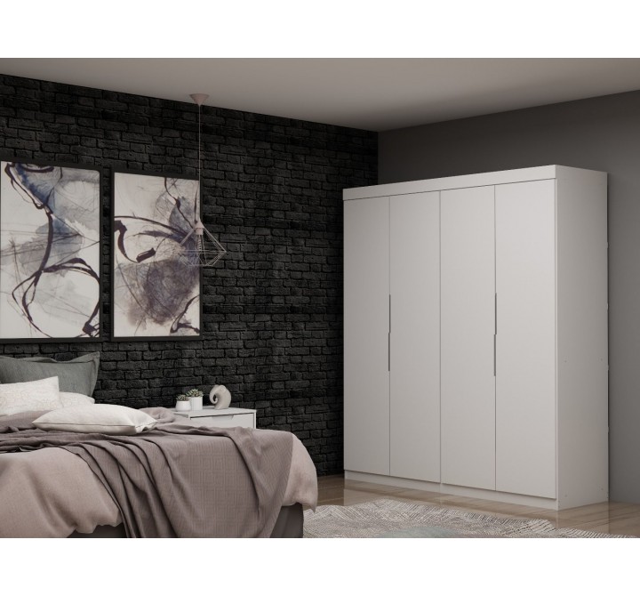 Manhattan Comfort Mulberry 2 Sectional Modern Wardrobe Closet with 4 Drawers - Set of 2 in White