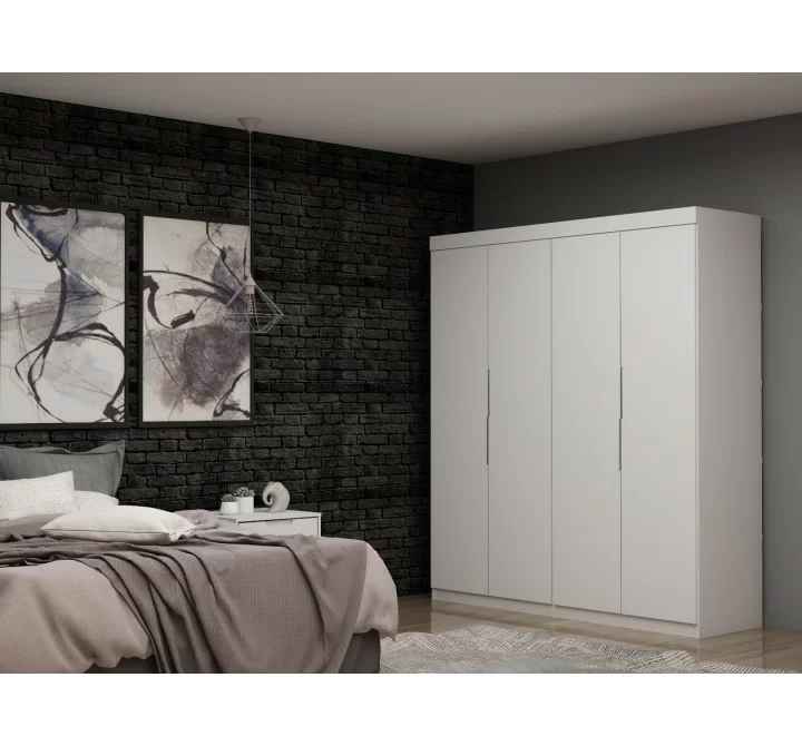 Manhattan Comfort Mulberry 2 Sectional Modern Wardrobe Closet with 4 Drawers - Set of 2 in White