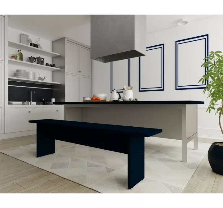Manhattan Comfort Nomad 67.91 Modern Dining Bench in Tatiana Midnight Blue