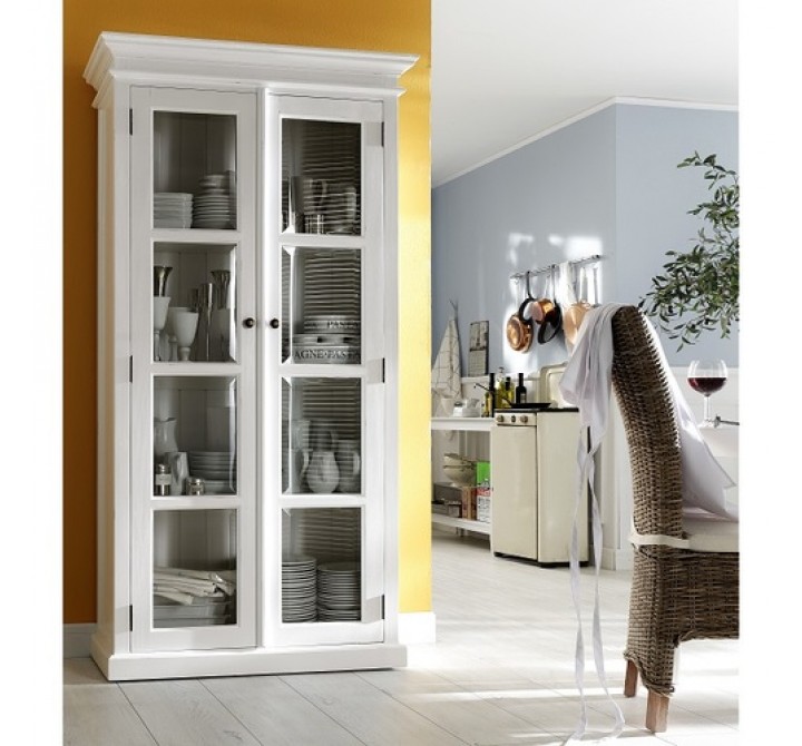 Nova Solo HALIFAX Double Glass Door Armoire or Vitrine w/ 8 shelves