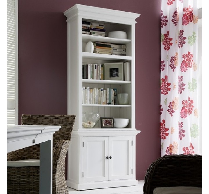 Nova Solo HALIFAX Single Tower Hutch Bookcase w/ 5 Open Shelves & Double Door