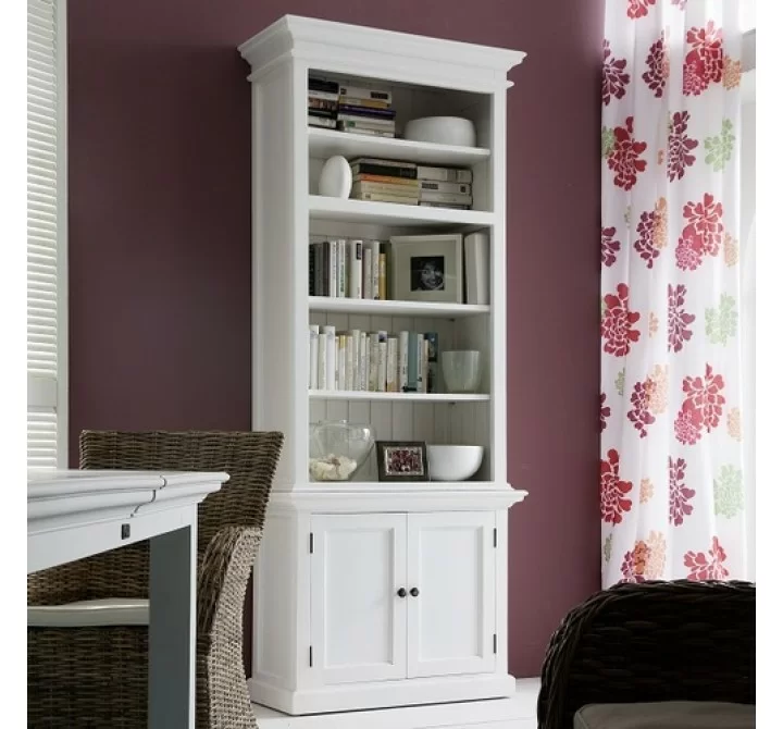 Nova Solo HALIFAX Single Tower Hutch Bookcase w/ 5 Open Shelves & Double Door