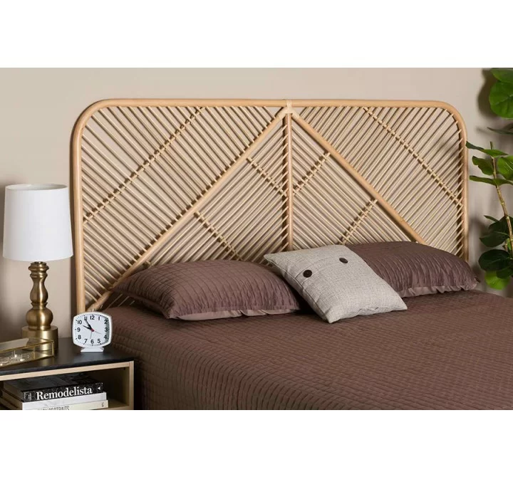 Baxton Studio Walid Modern Bohemian Natural Brown Rattan Queen Size Standalone Headboard - Lifestyle