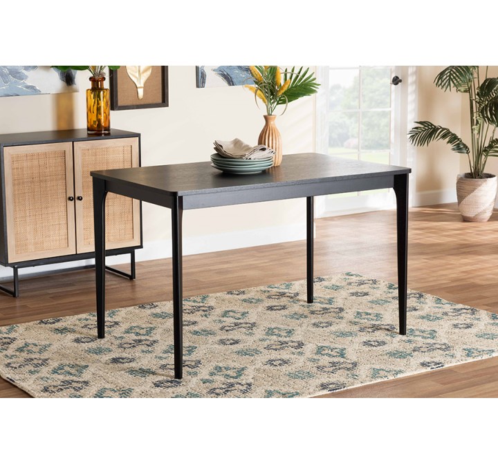 Baxton Studio Sherwin Mid-Century Modern Black Finished Wood Dining Table - Lifestyle