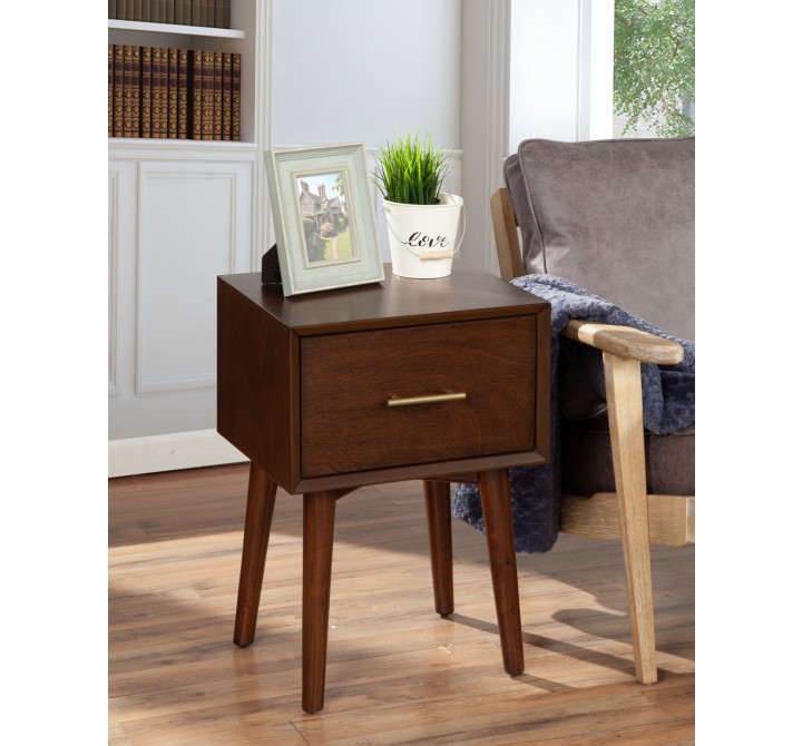 Alpine Furniture Flynn End Table, Walnut - Lifestyle