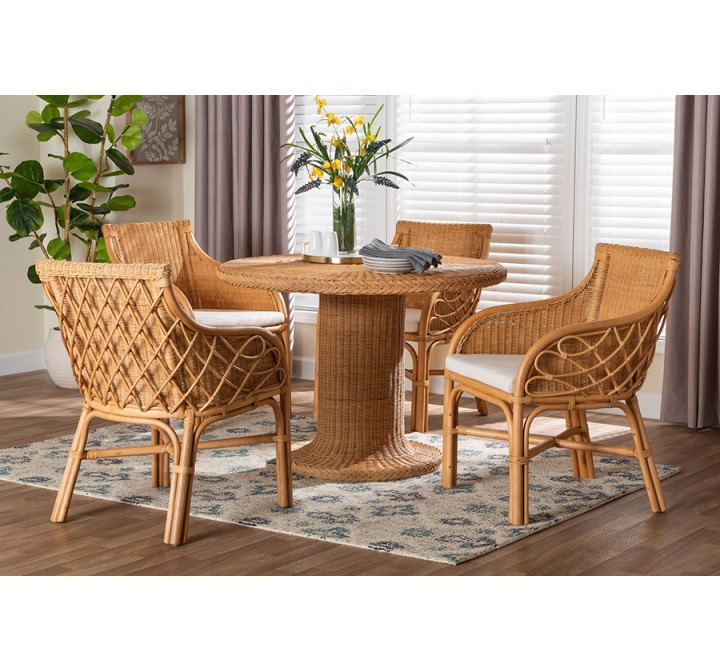 Baxton Bali and Pari Wymond 5-piece Rattan Dining Set