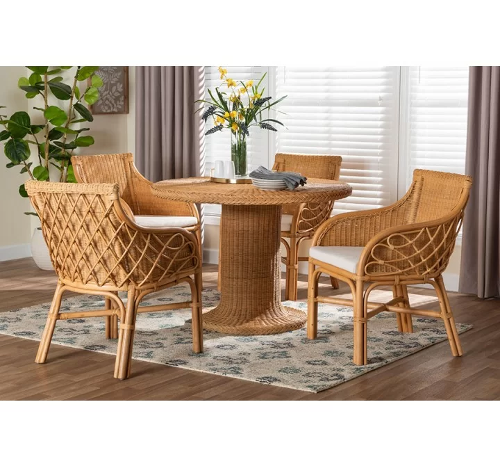Baxton Bali and Pari Wymond 5-piece Rattan Dining Set