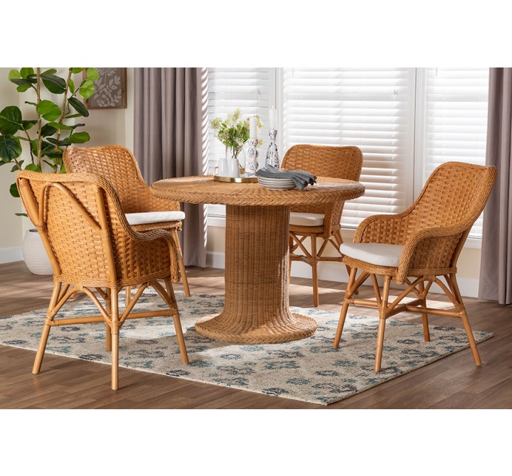 Baxton Bali and Pari Wistan 5-piece Rattan Dining Set