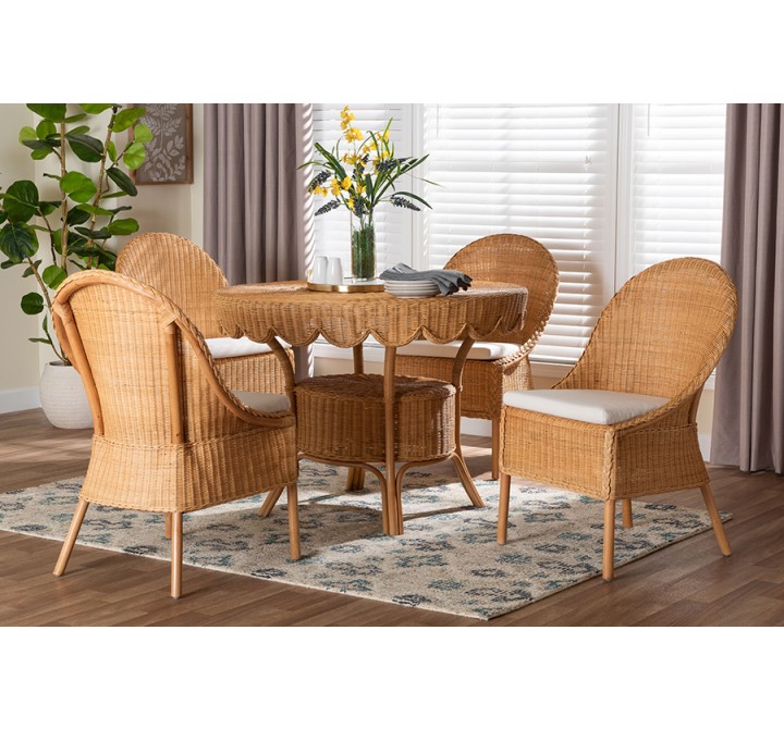 Baxton Bali and Pari Tyrone 5-piece Rattan Dining Set