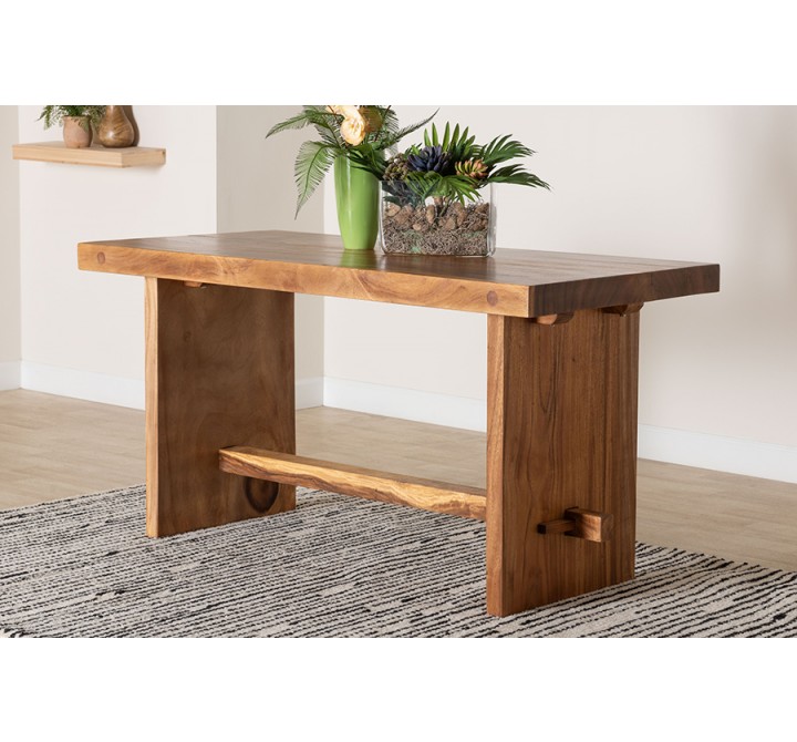 Baxton Studio Bali and Pari Biyu Suar Wood Dining Table - Lifestyle