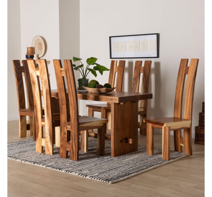 Baxton Bali and Pari Lin Suar Wood 7-piece Dining Set - Lifestyle