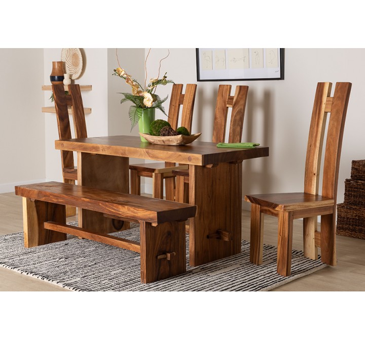 Baxton Bali and Pari Lin Suar Wood 6-piece Dining Set - Lifestyle 