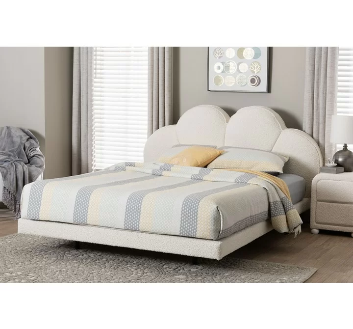 Baxton Studio Barrera Floating Platform Bed with Scalloped Headboard - Lifestyle