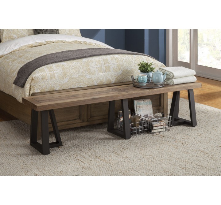 Alpine Furniture Prairie Dining Bench, Natural/Black - Lifestyle