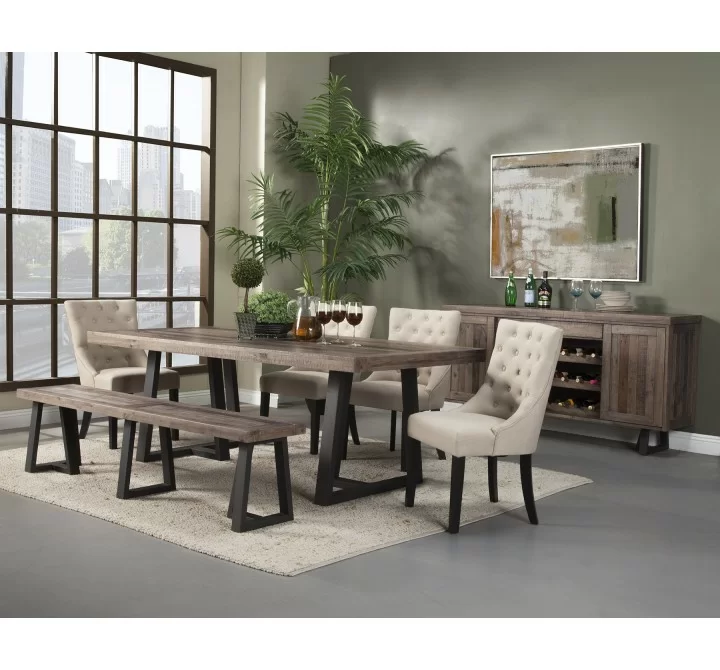 Alpine Furniture Prairie Sideboard with Wine Holder, Natural/Black - Lifestyle