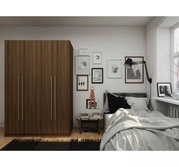 Manhattan Comfort Gramercy Modern 2-Section Freestanding Wardrobe Armoire Closet in Brown Front