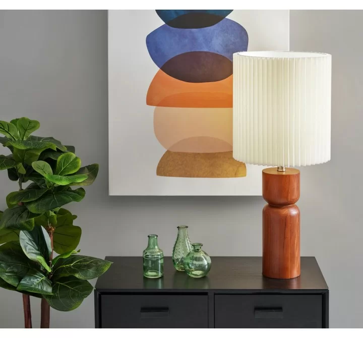 Adesso James Table Lamp Walnut Wood