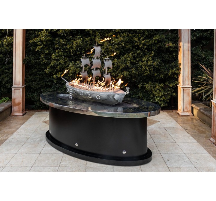 The Outdoor Plus La Pinta Fire Table - Stainless Steel Top & Powder Coated Base