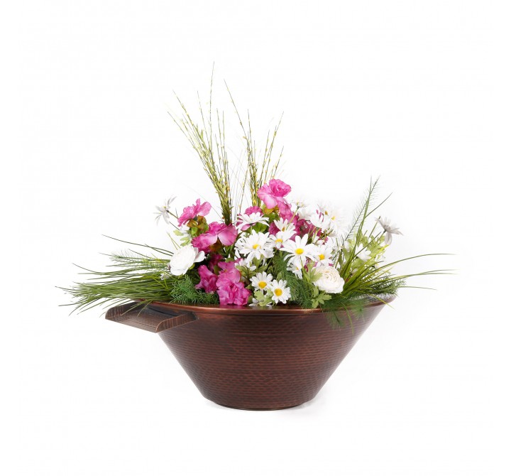 The Outdoor Plus Cazo Hammered Copper Planter with Water Bowl
