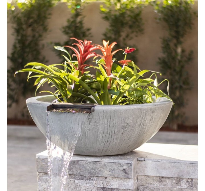 The Outdoor Plus Sedona Wood Grain Planter & Water Bowl 