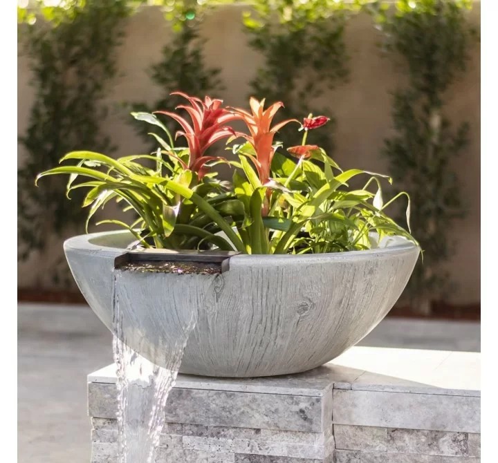 The Outdoor Plus Sedona Wood Grain Planter & Water Bowl 
