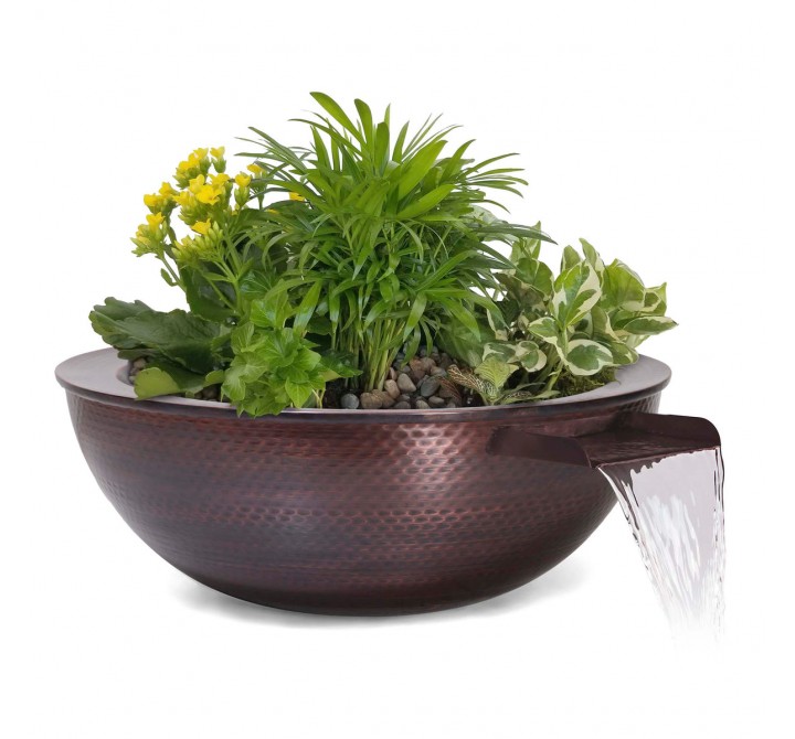 The Outdoor Plus Sedona Hammered Copper Planter & Water Bowl