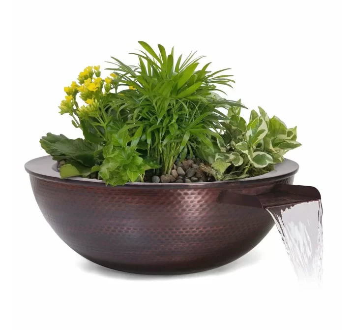 The Outdoor Plus Sedona Hammered Copper Planter & Water Bowl