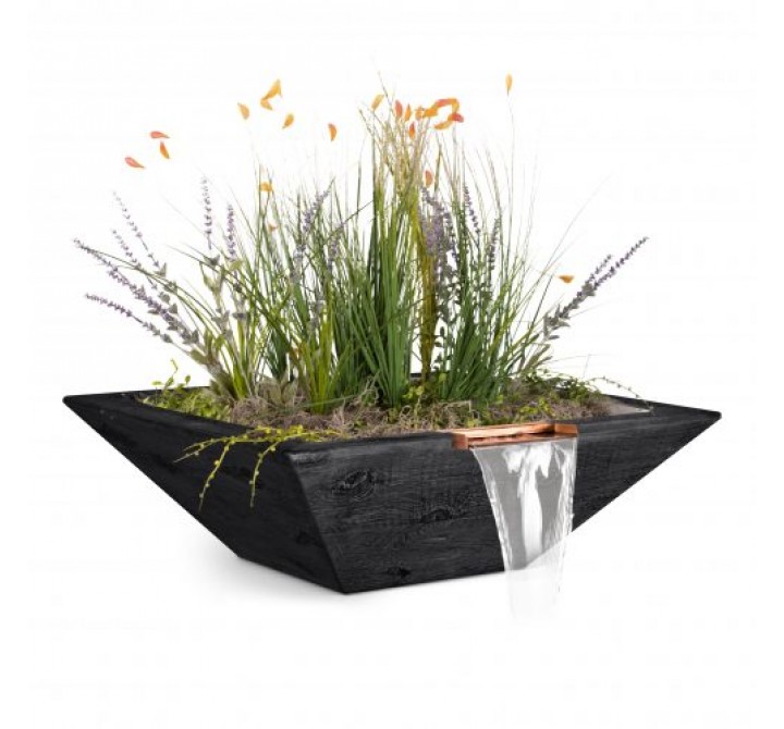 The Outdoor Plus Maya Wood Grain Planter & Water Bowl
