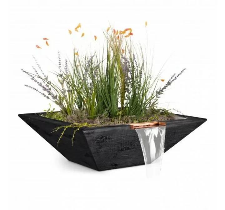 The Outdoor Plus Maya Wood Grain Planter & Water Bowl