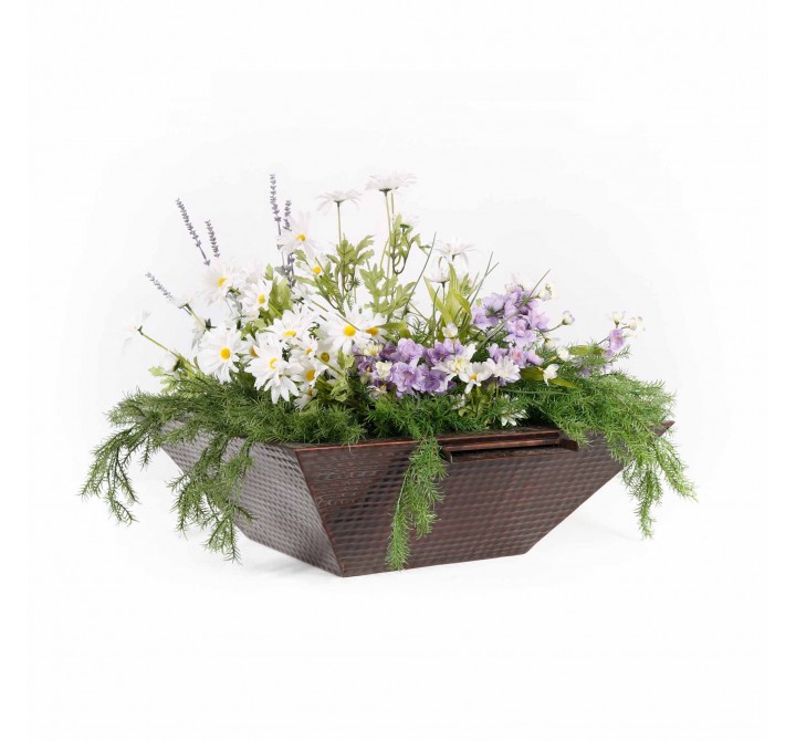 The Outdoor Plus Maya Hammered Copper Planter with Water Bowl
