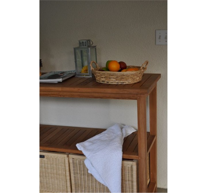 Anderson Teak Towel Console w/ 2 Shelves Table