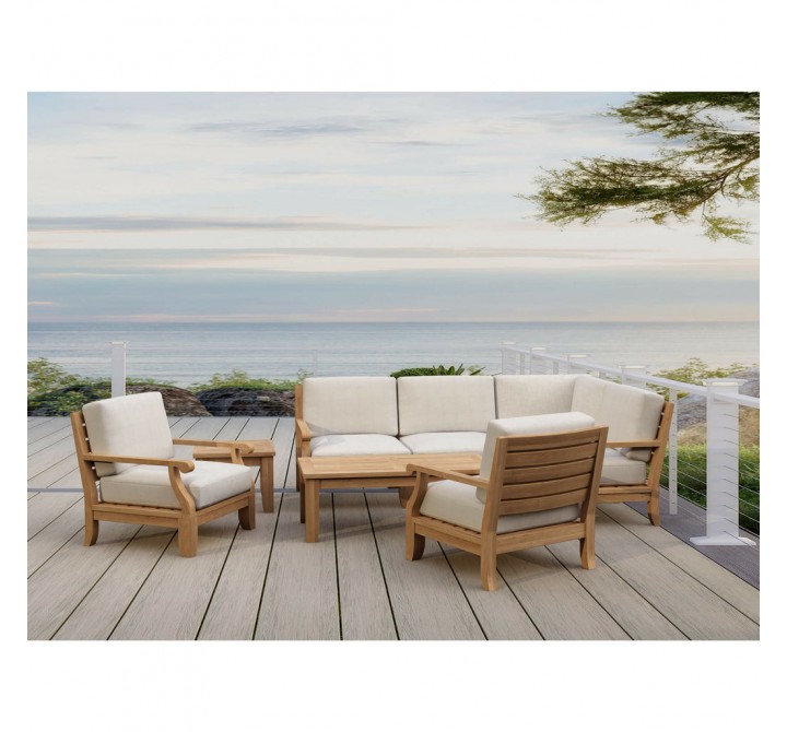 Anderson Teak Riviera Luxe 7-Pieces Modular Set With Rectangular Table A