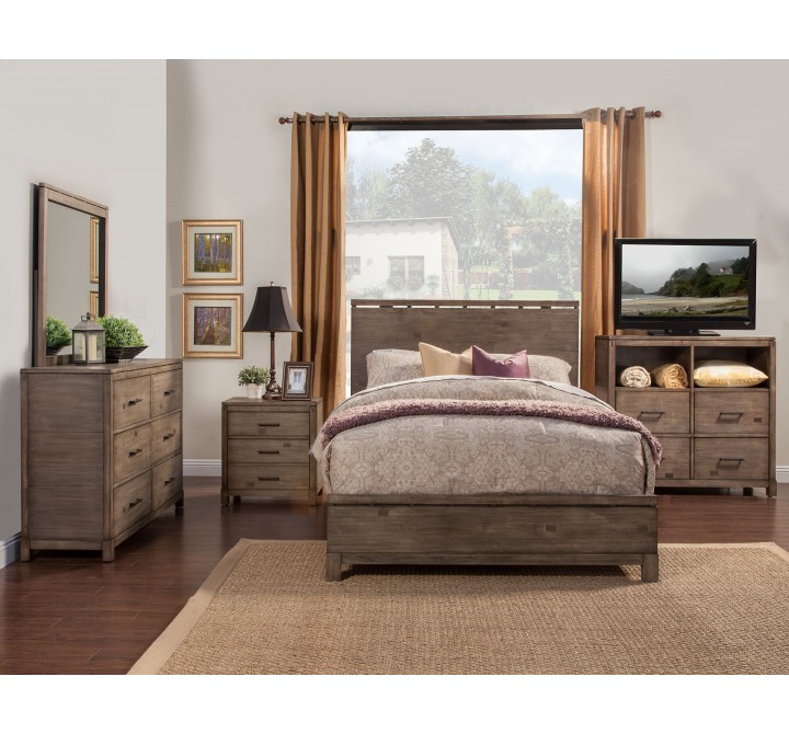 Alpine Furniture Sydney 4 Drawer TV Media Chest, Weathered Grey - Lifestyle