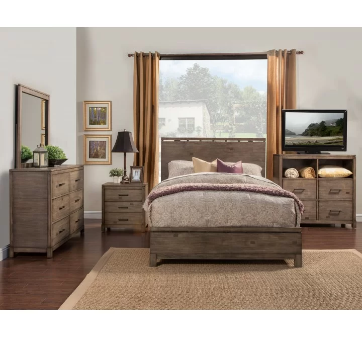 Alpine Furniture Sydney 4 Drawer TV Media Chest, Weathered Grey - Lifestyle