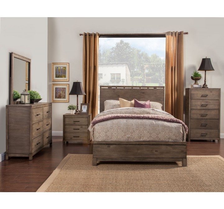 Alpine Furniture Sydney Full Size Bed in Weathered Grey - Lifestyle