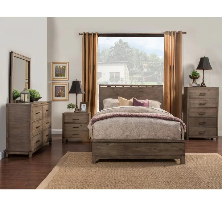 Alpine Furniture Sydney Full Size Bed in Weathered Grey - Lifestyle