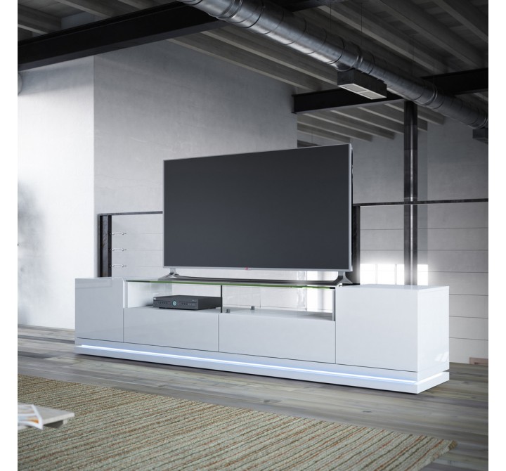 Vanderbilt TV Stand with LED Lights in White Gloss