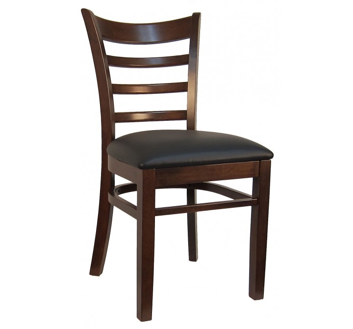 LADDER BACK Wood Chair 8641 - Black Vinyl