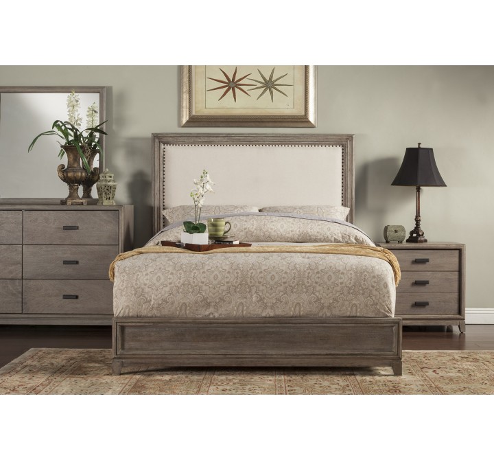 Alpine Furniture Camilla Queen Bed and Antique Grey - Front