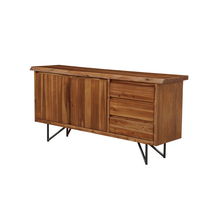 Alpine Furniture Live Edge Server in Light Walnut - Angled