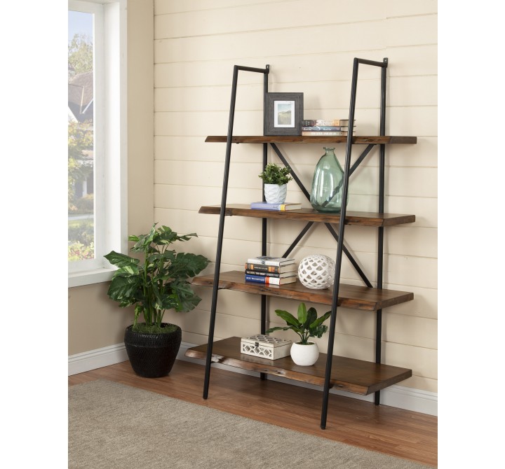  Alpine Furniture Live Edge Bookshelf in Light Walnut - Lifestyle