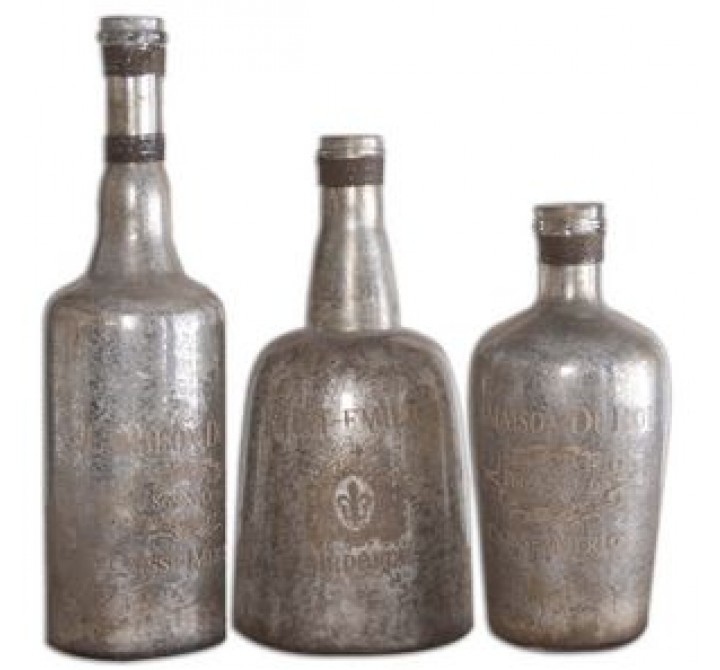 Uttermost Lamaison Mercury Glass Bottles - Set of 3