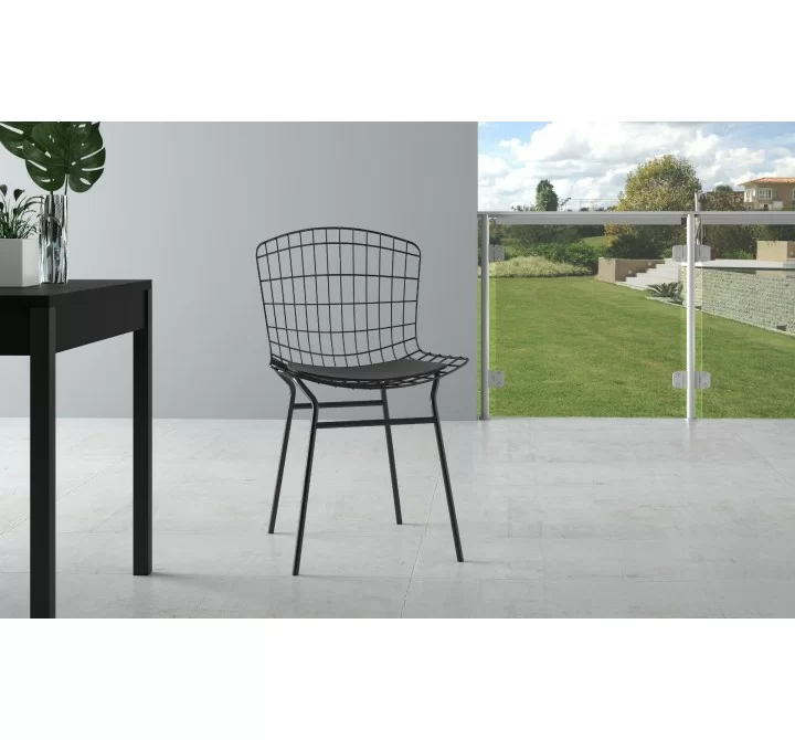 Manhattan Comfort Madeline Chair with Seat Cushion in Black