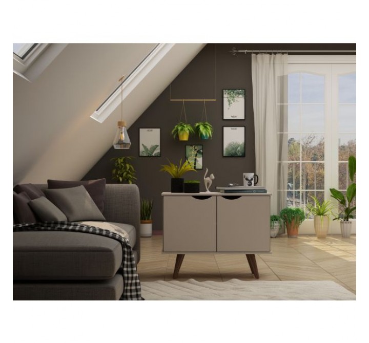 Manhattan Comfort Hampton 33.07 Accent Cabinet with 2 Shelves Solid Wood Legs in Off White