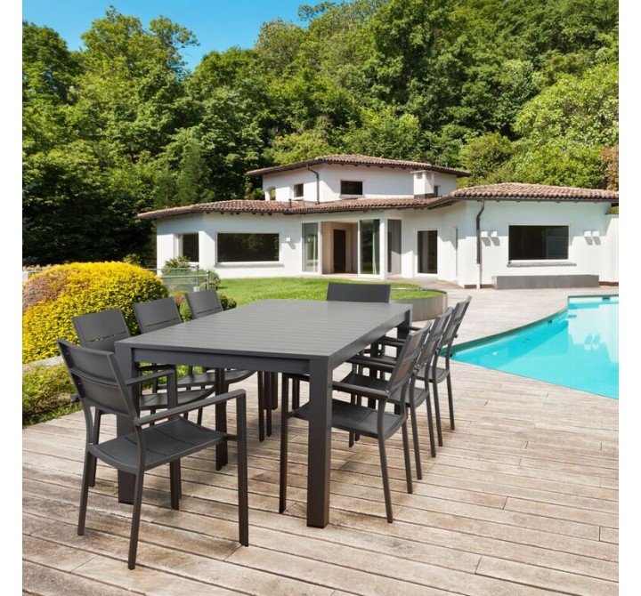  Koningsdam 9 Piece Rectangular Patio Dining Set - Lifestyle