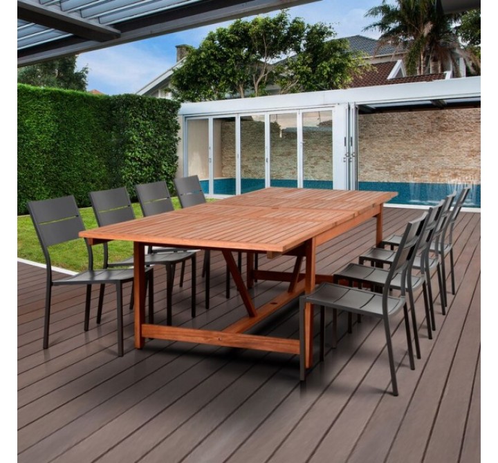 Amazonia Koningsdam 9 Piece Rectangular Patio Dining Set - Lifestyle