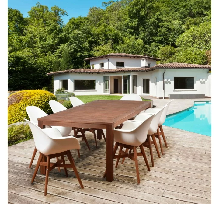 International Home Miami Amazonia Charlotte Deluxe 9 Piece Rectangular Patio Dining Set - Lifestyle