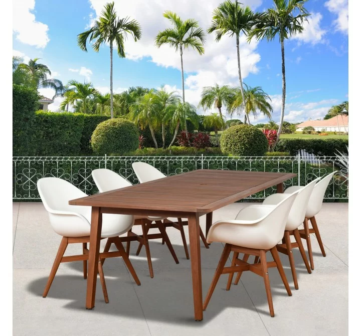 Amazonia Charlotte Deluxe 7 Piece Rectangular Patio Dining Set 